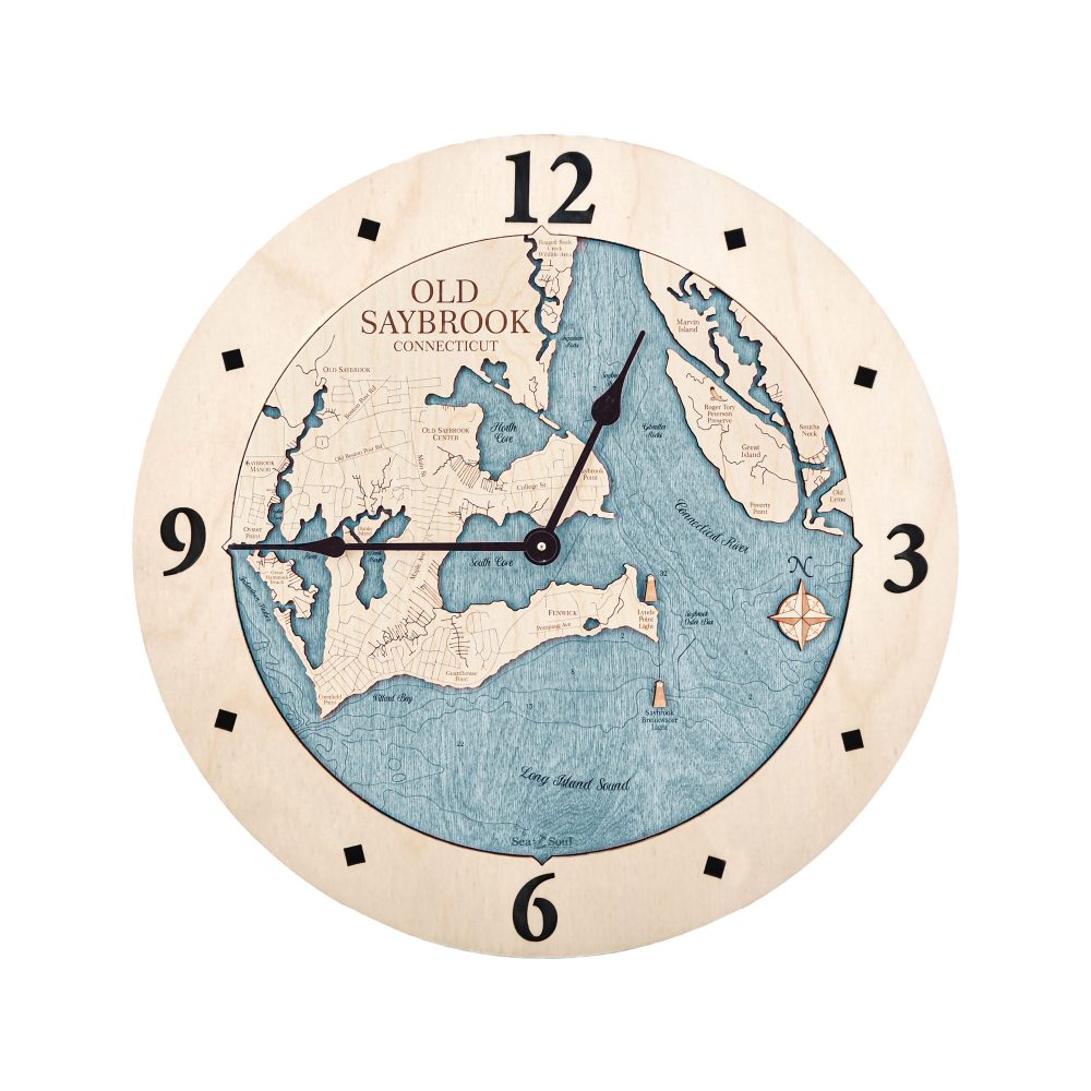 Old Saybrook Nautical Clock Birch Accent with Blue Green Water