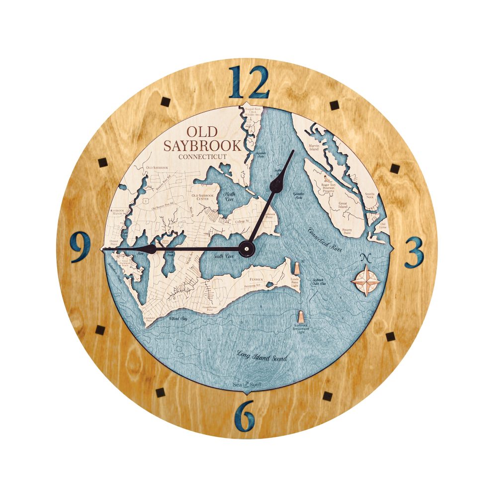 Old Saybrook Nautical Clock Honey Accent with Blue Green Water