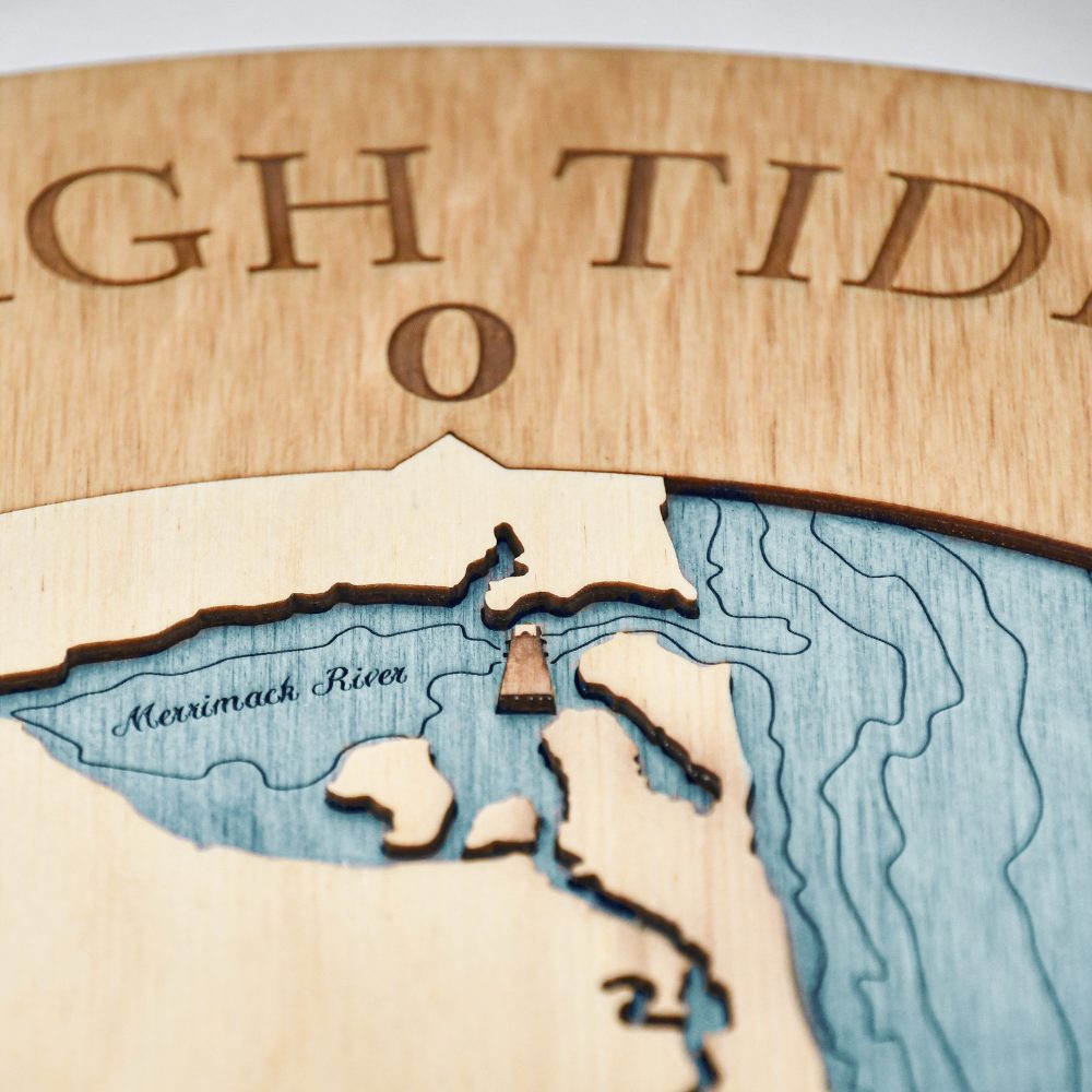 Plum Island Tide Clock Americana Accent with Blue Green Water Detail Shot 1