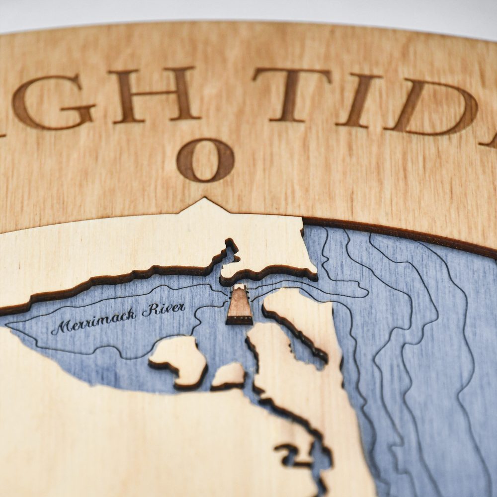 Plum Island Tide Clock Americana Accent with Deep Blue Water Detail Shot 1