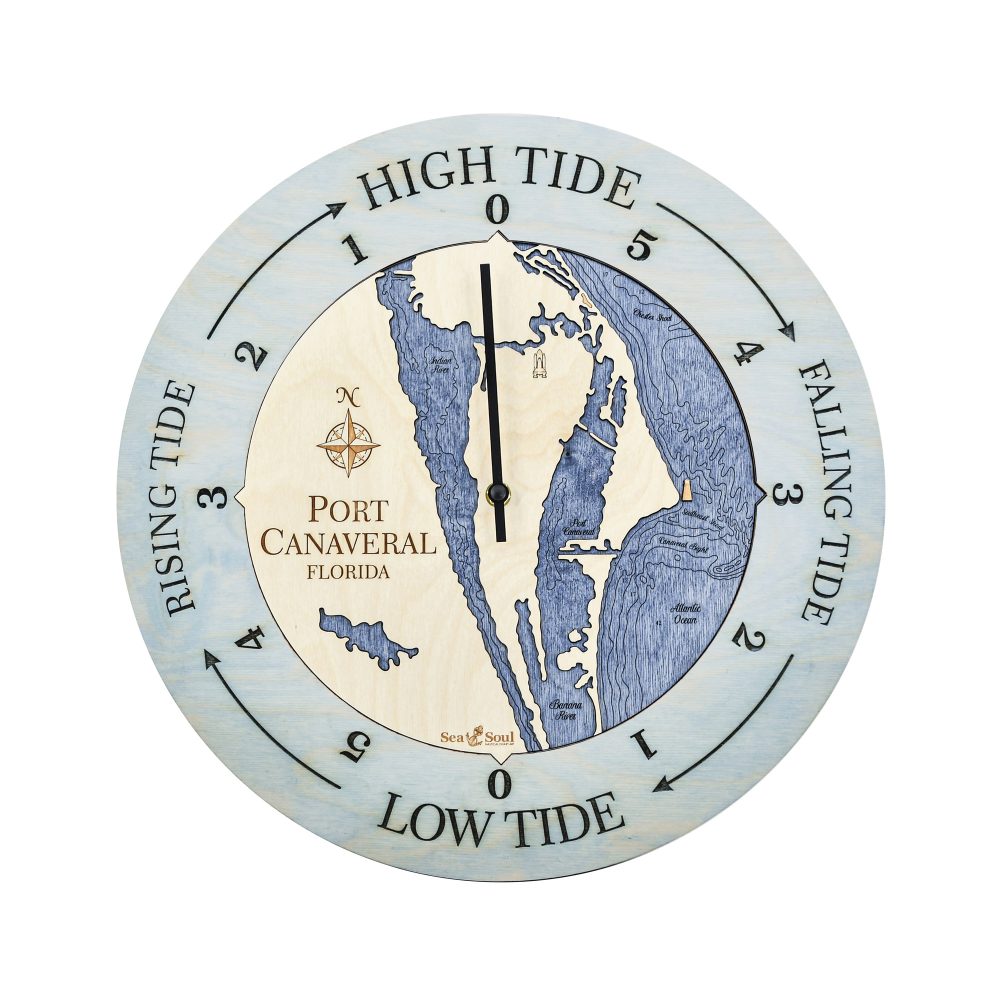 Port Canaveral Tide Clock Bleach Blue Accent with Deep Blue Water