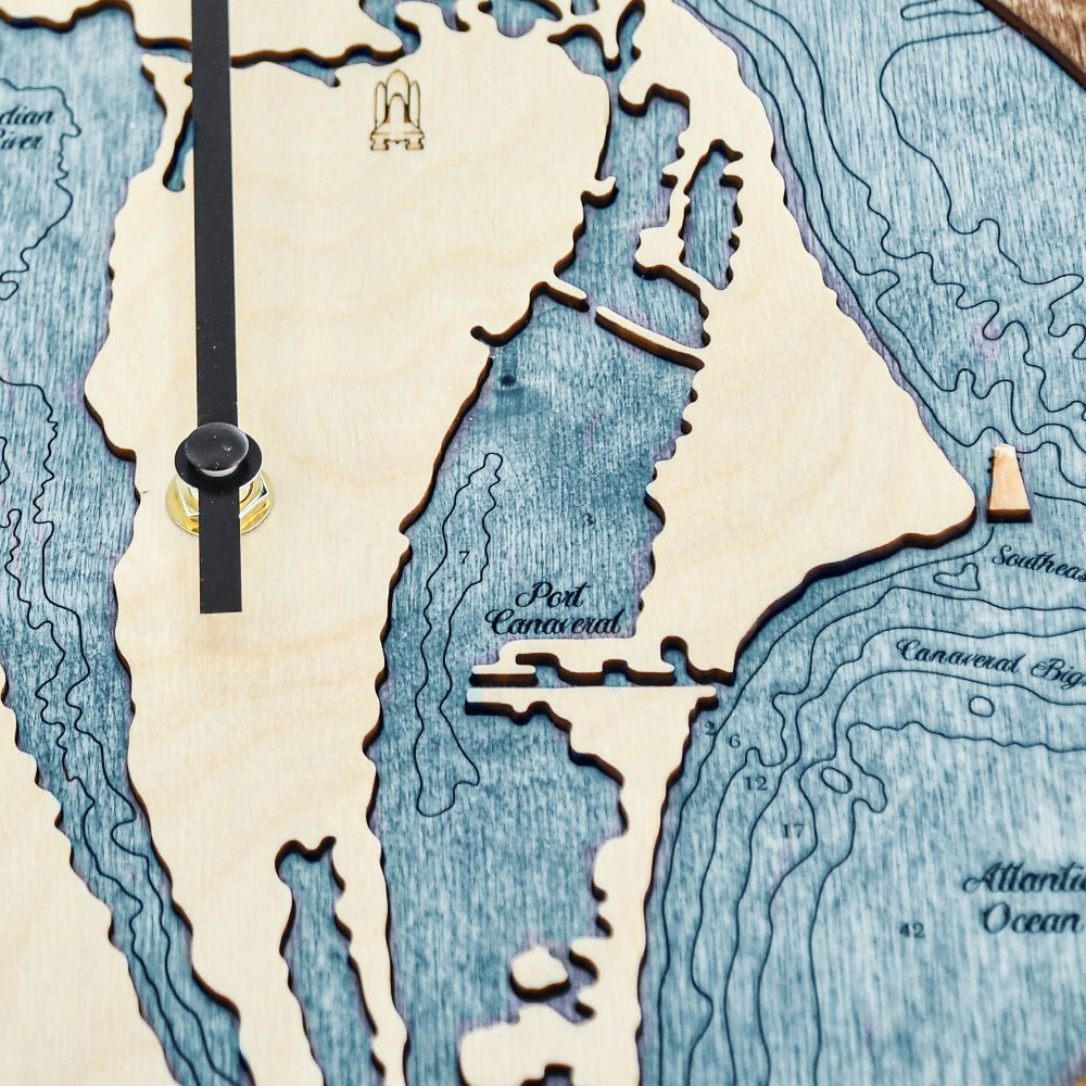 Port Canaveral Tide Clock Birch Accent with Blue Green Water Detail Shot 3