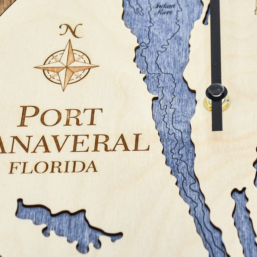 Port Canaveral Tide Clock Birch Accent with Deep Blue Water Detail Shot 2