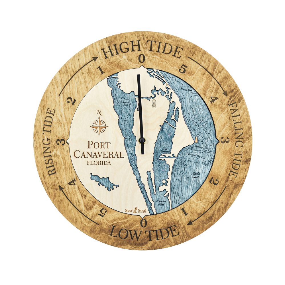 Port Canaveral Tide Clock Honey Accent with Blue Green Water