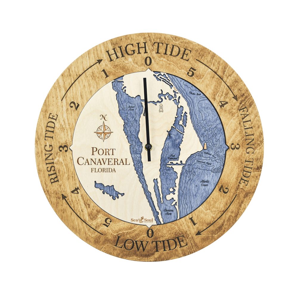 Port Canaveral Tide Clock Honey Accent with Deep Blue Water