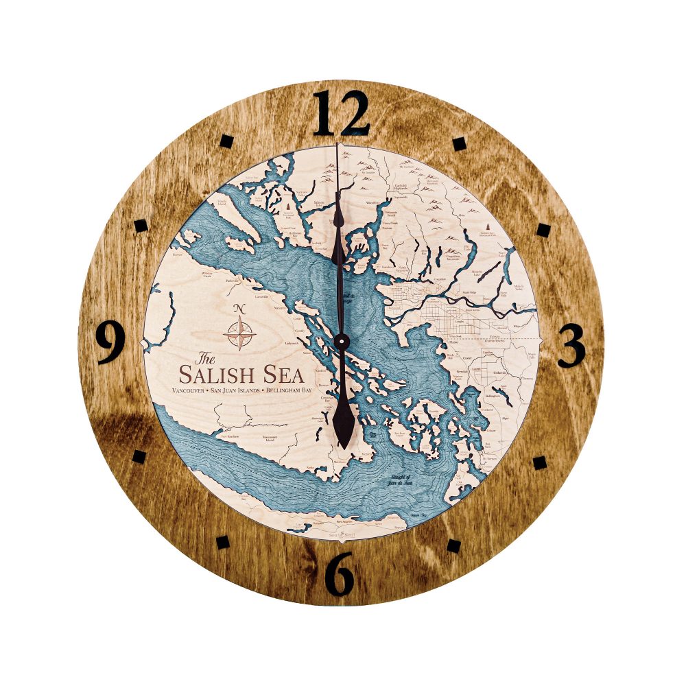 Salish Sea Nautical Clock Americana Accent with Blue Green Water