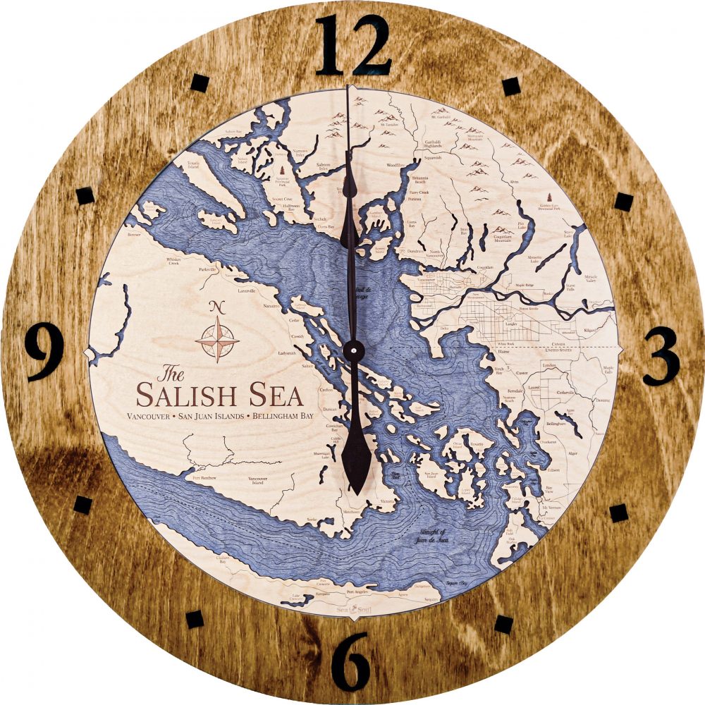 Salish Sea Nautical Clock Americana Accent with Deep Blue Water Product Shot