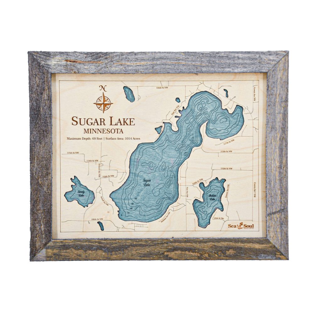 Sugar Lake Wall Art 13x16 Rustic Pine Accent with Blue Green Water