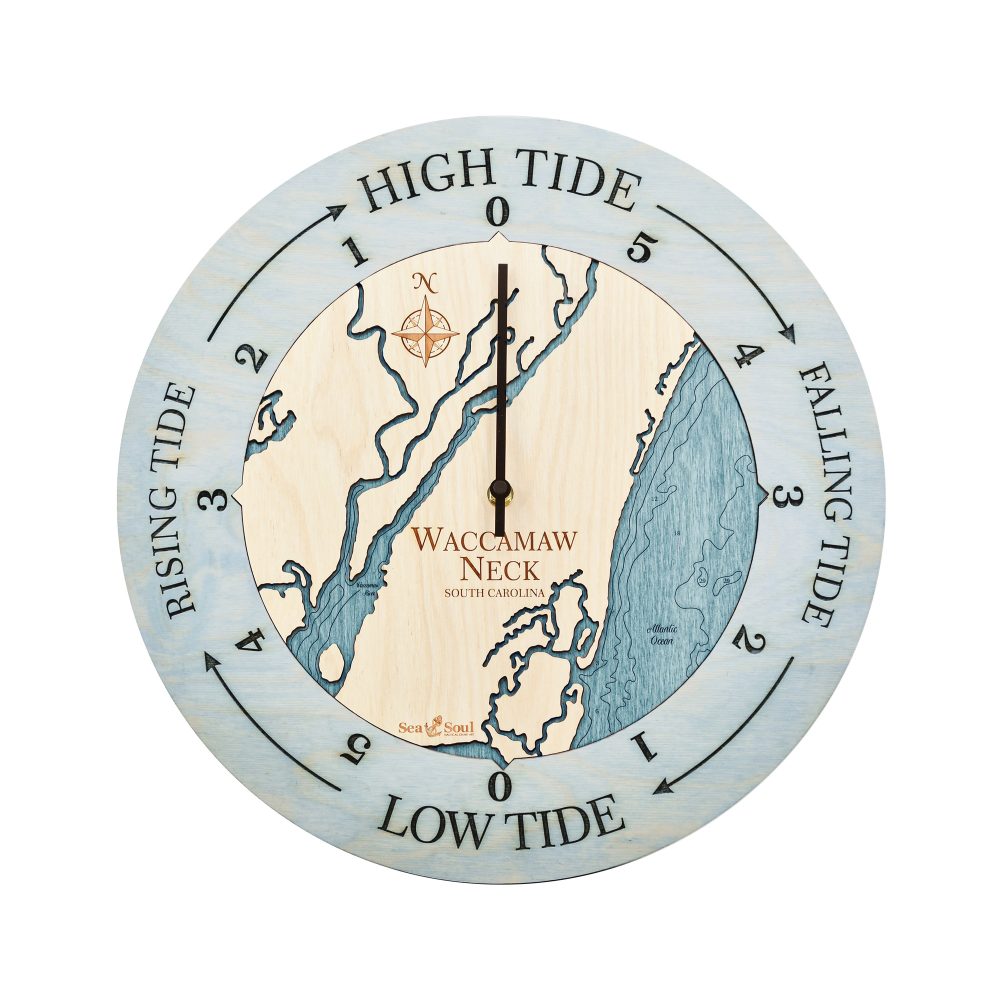 Waccamaw Neck Tide Clock Bleach Blue Accent with Blue Green Water