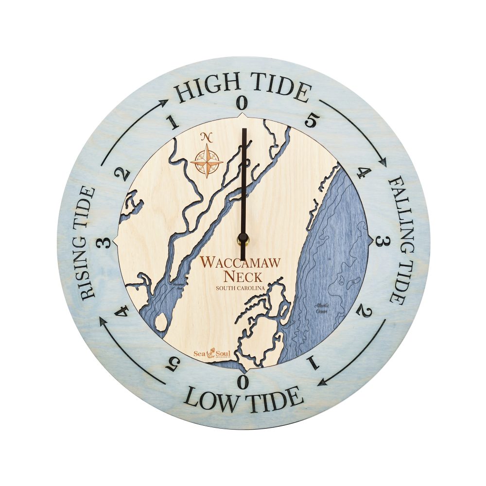 Waccamaw Neck Tide Clock Bleach Blue Accent with Deep Blue Water