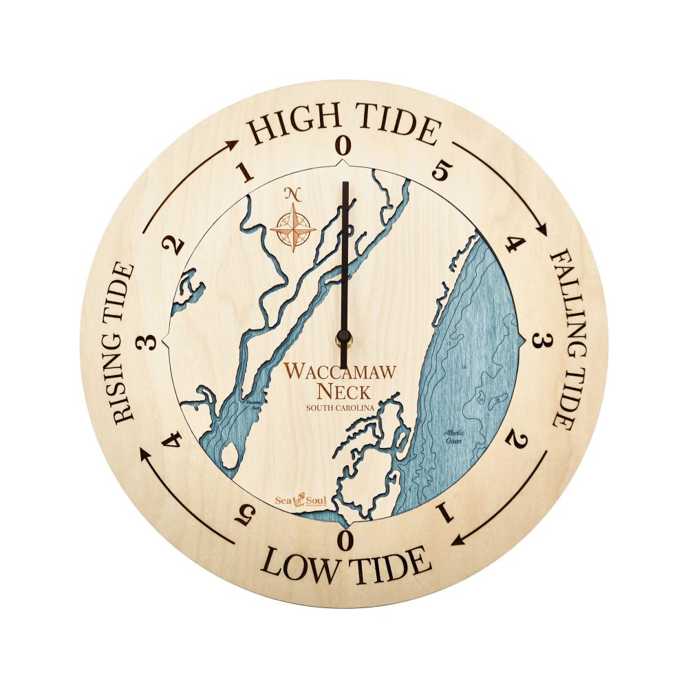 Waccamaw Neck Tide Clock Birch Accent with Blue Green Water