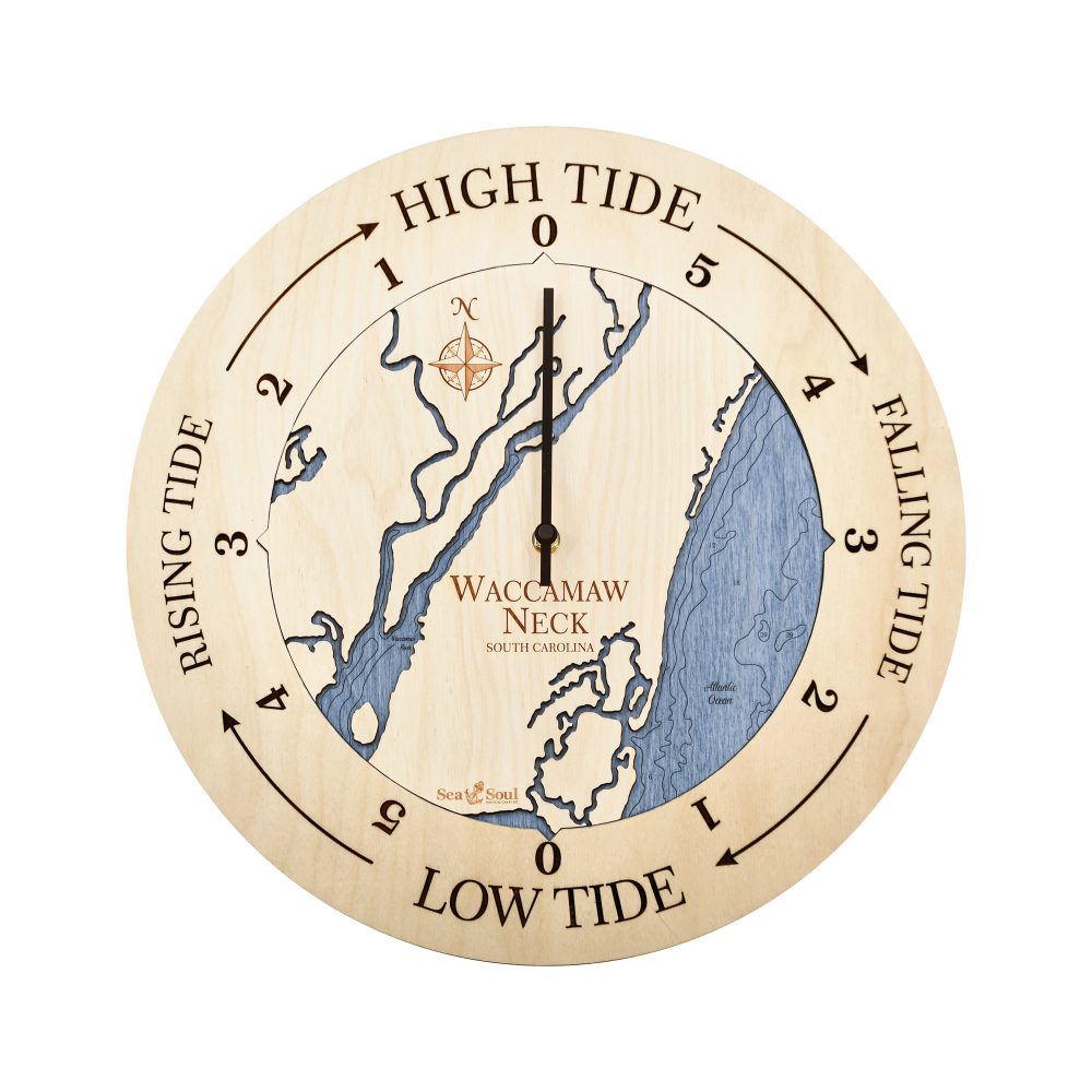 Waccamaw Neck Tide Clock Birch Accent with Deep Blue Water