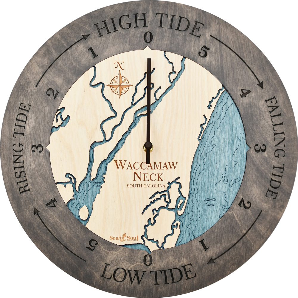 Waccamaw Neck Tide Clock Driftwood Accent with Blue Green Water Product Shot