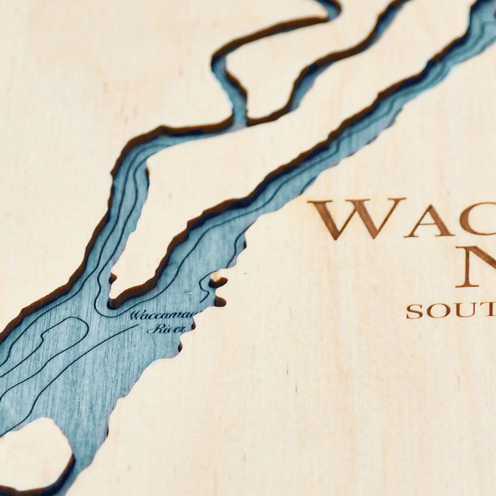 Waccamaw Neck Tide Clock Birch Accent with Blue Green Water Detail Shot 4