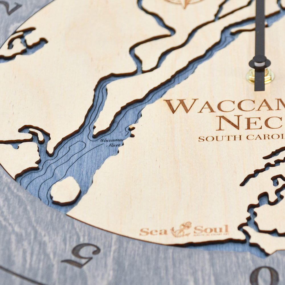 Waccamaw Neck Tide Clock Driftwood Accent with Deep Blue Water Detail Shot 3