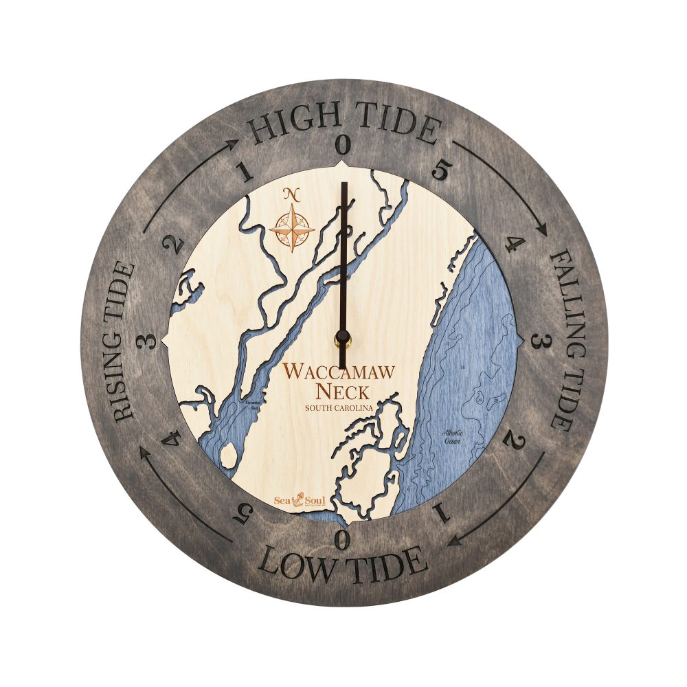 Waccamaw Neck Tide Clock Driftwood Accent with Deep Blue Water