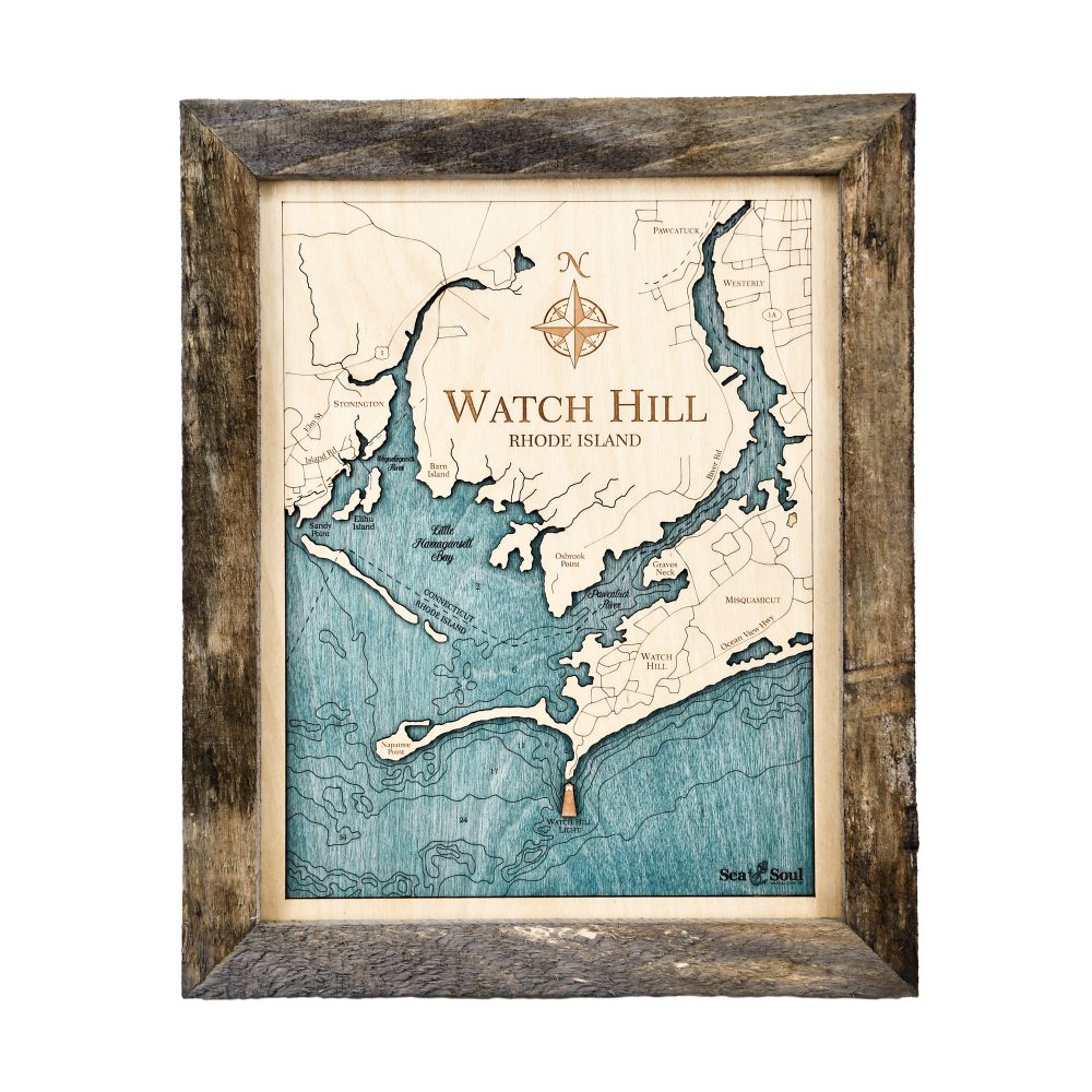 Watch Hill Wall Art 13x16 Rustic Pine Accent with Blue Green Water