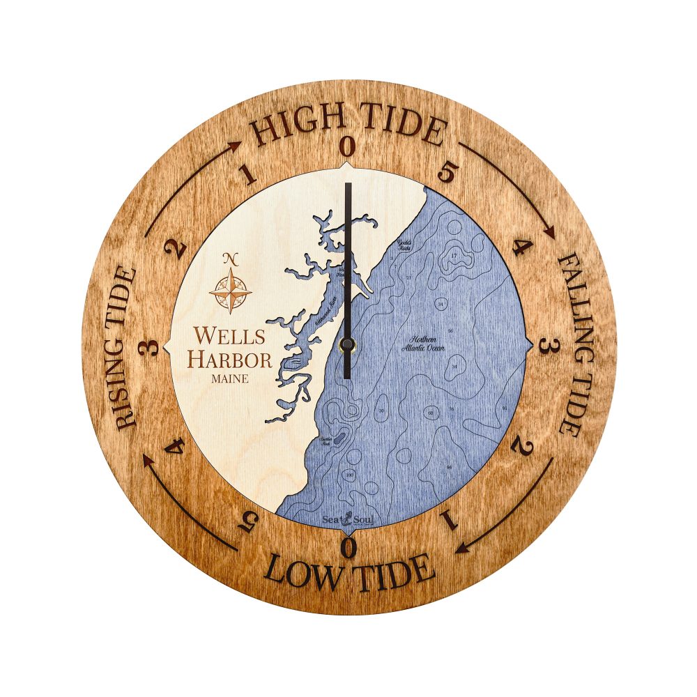 Wells Harbor Tide Clock Americana Accent with Deep Blue Water