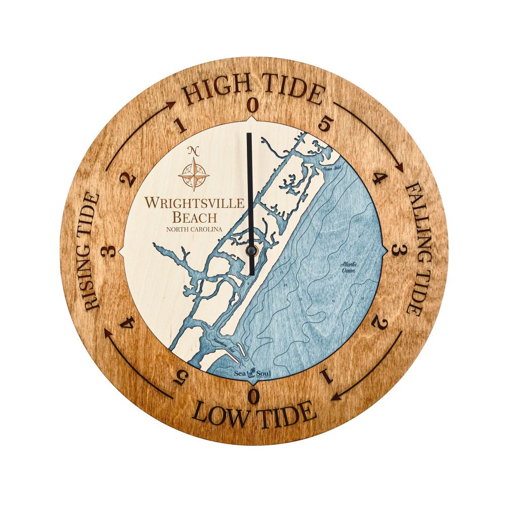 Wrightsville Beach Tide Clock Americana Accent with Blue Green Water