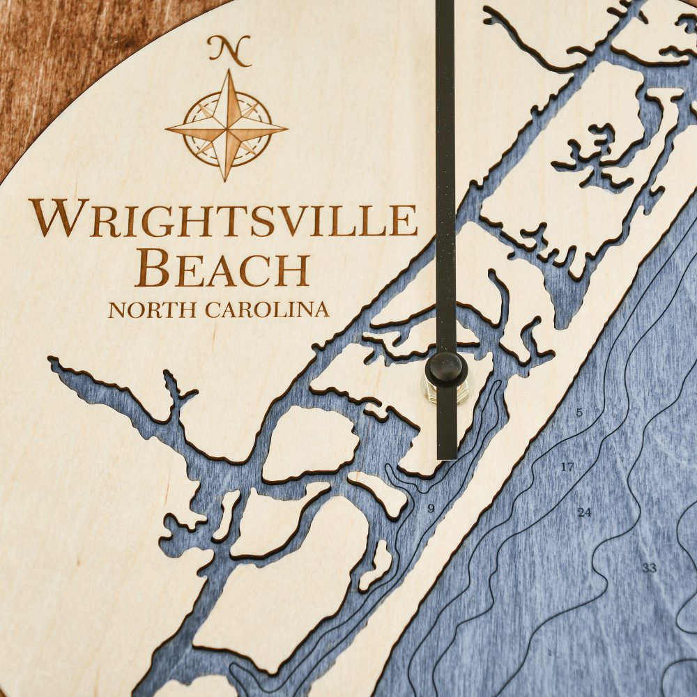 Wrightsville Beach Tide Clock Americana Accent with Deep Blue Water Detail Shot 3