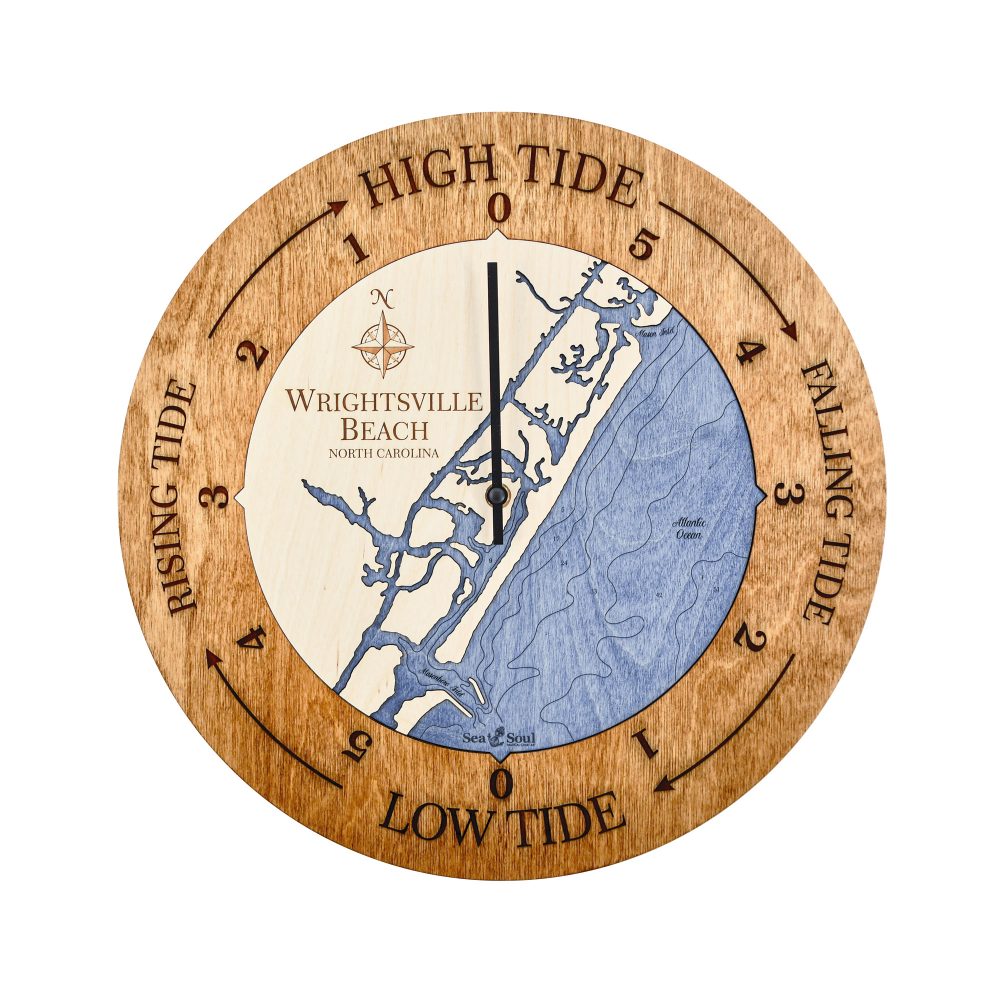 Wrightsville Beach Tide Clock Americana Accent with Deep Blue Water