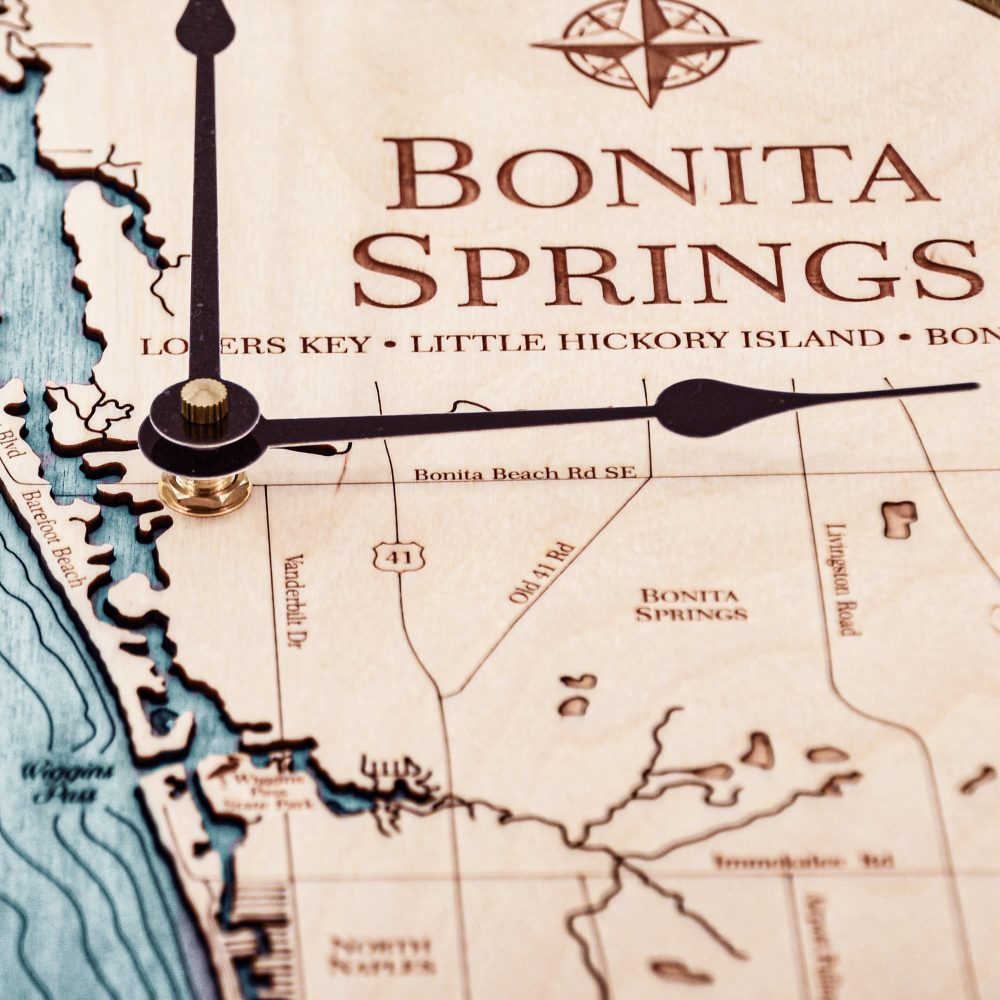 Bonita Springs Nautical Clock Americana Accent with Blue Green Water Detail Shot 2