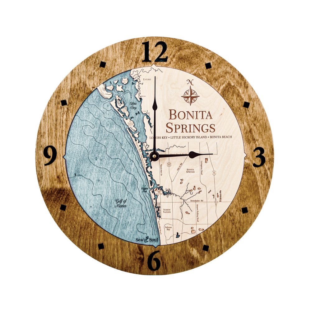 Bonita Springs Nautical Clock Americana Accent with Blue Green Water