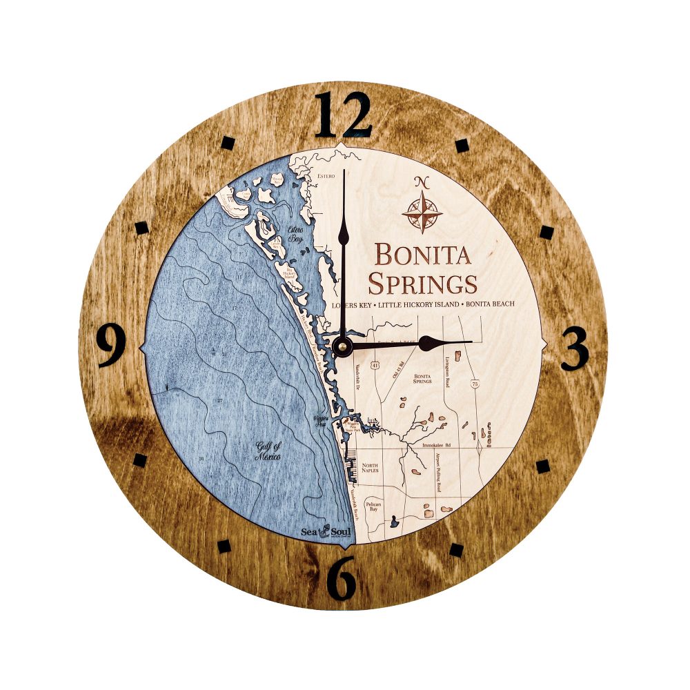 Bonita Springs Nautical Clock Americana Accent with Deep Blue Water