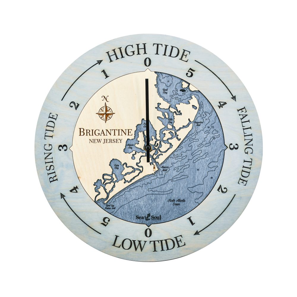 Brigantine Tide Clock Bleach Blue Accent with Deep Blue Water