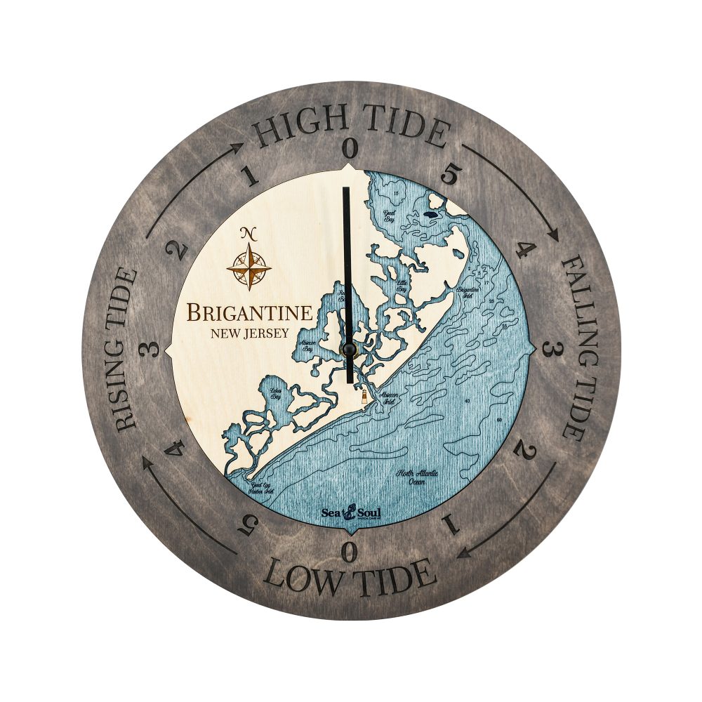 Brigantine Tide Clock Driftwood Accent with Blue Green Water