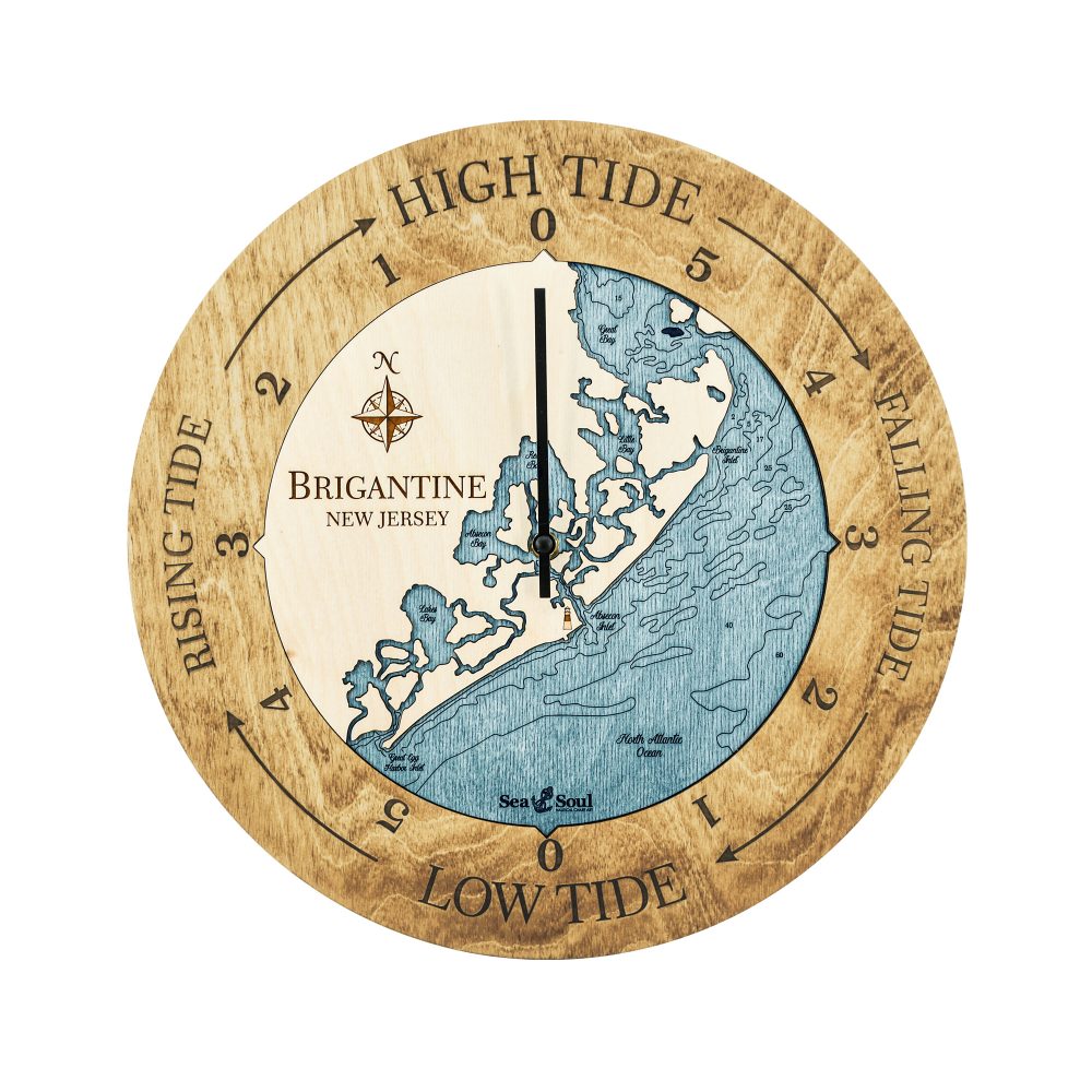 Brigantine Tide Clock Honey Accent with Blue Green Water