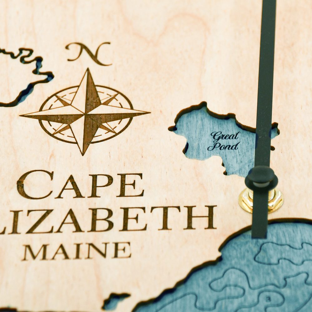 Cape Elizabeth Tide Clock Americana Accent with Blue Green Water Detail Shot 4