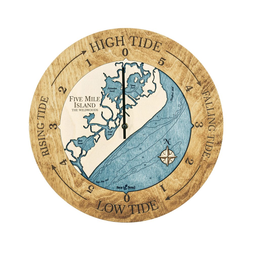 Five Mile Island Tide Clock Honey Accent with Blue Green Water