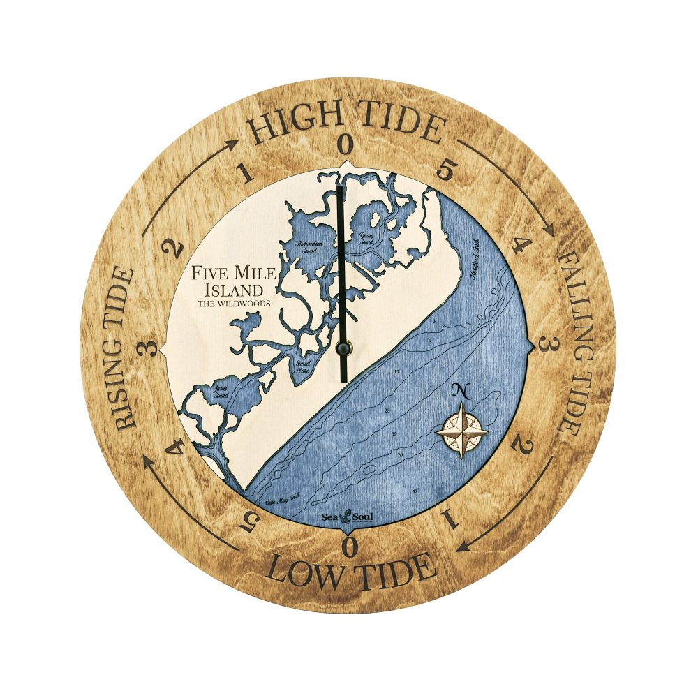 Five Mile Island Tide Clock Honey Accent with Deep Blue Water
