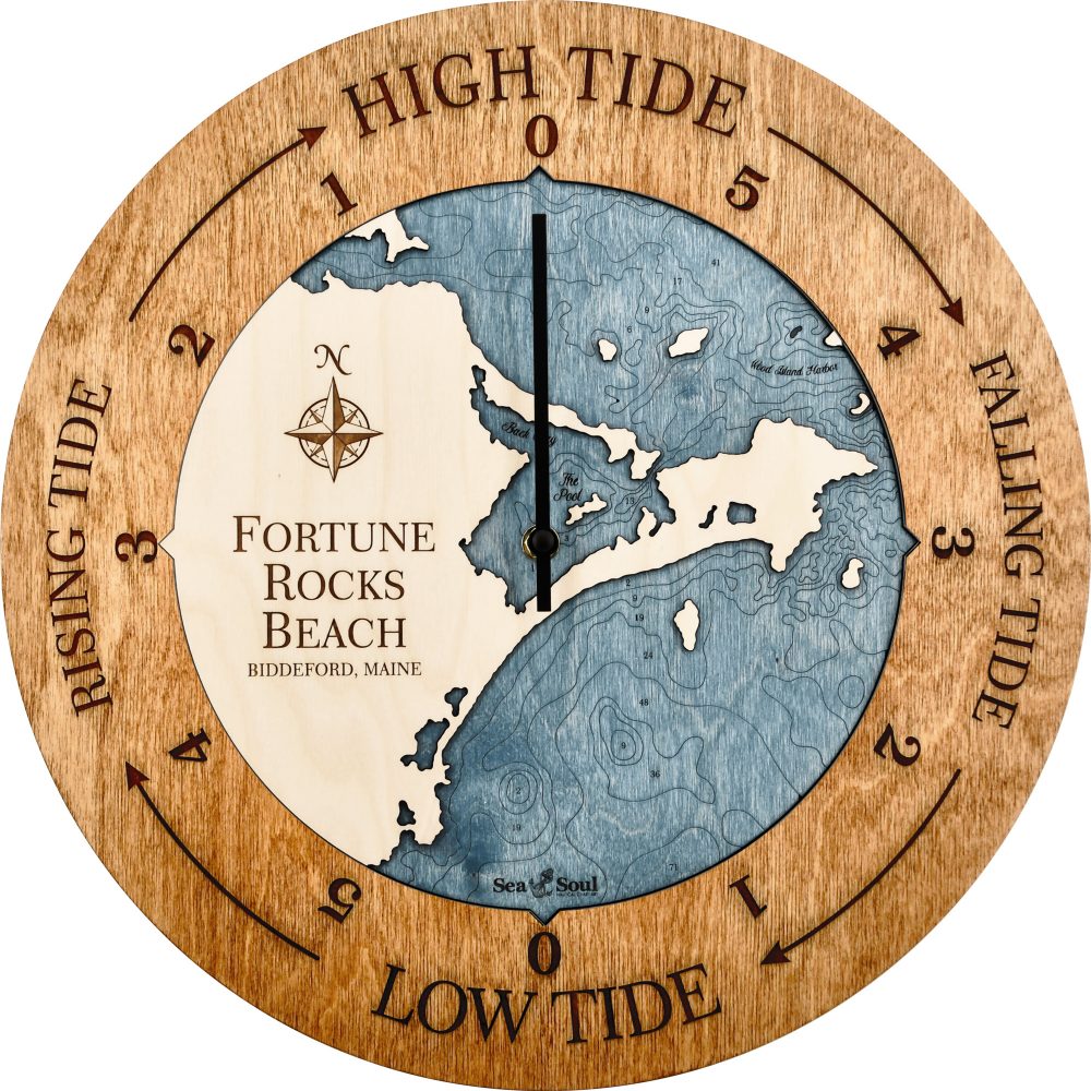 Fortune Rocks Beach Tide Clock Americana Accent with Deep Blue Water Product Shot