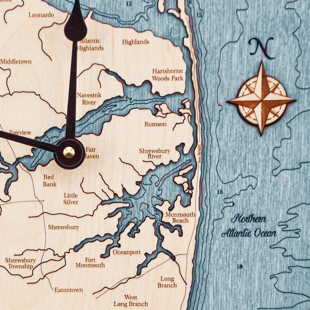 Jersey Shore Nautical Clock Birch Accent with Blue Green Water Detail Shot 1