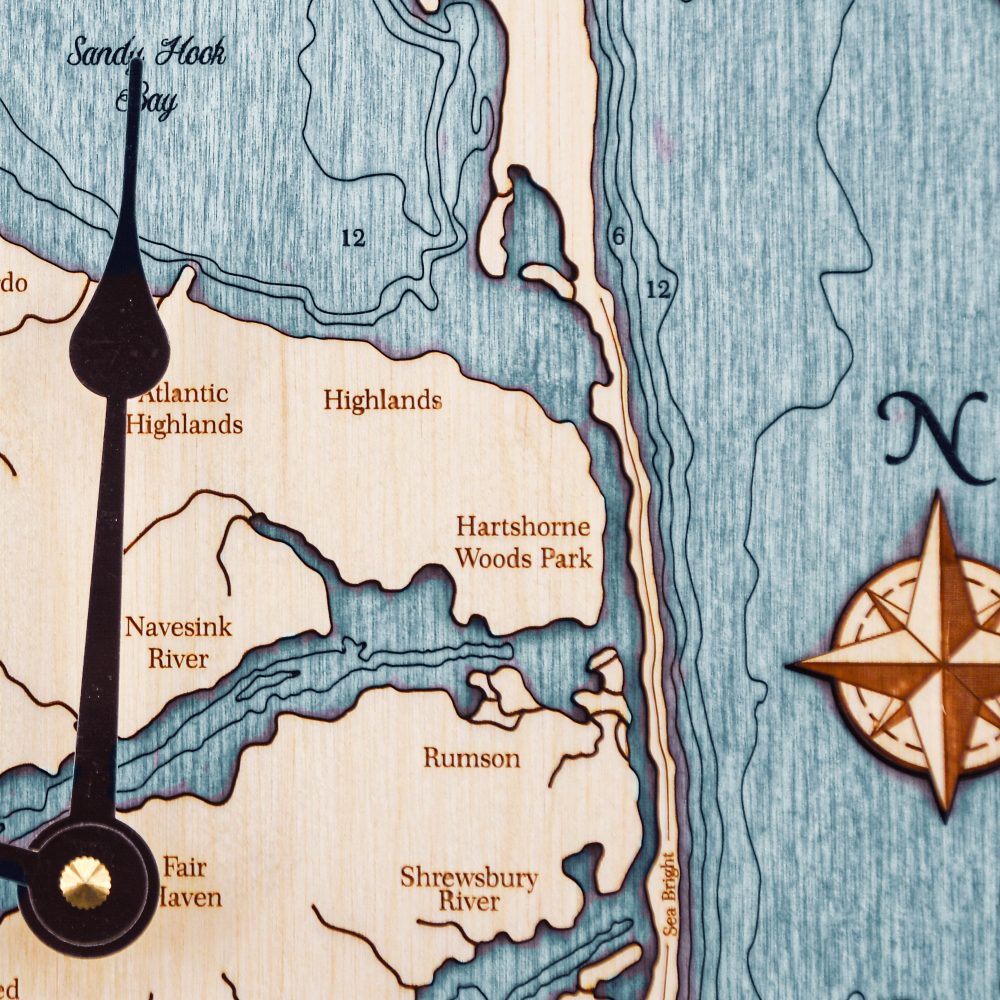 Jersey Shore Nautical Clock Birch Accent with Blue Green Water Detail Shot 3