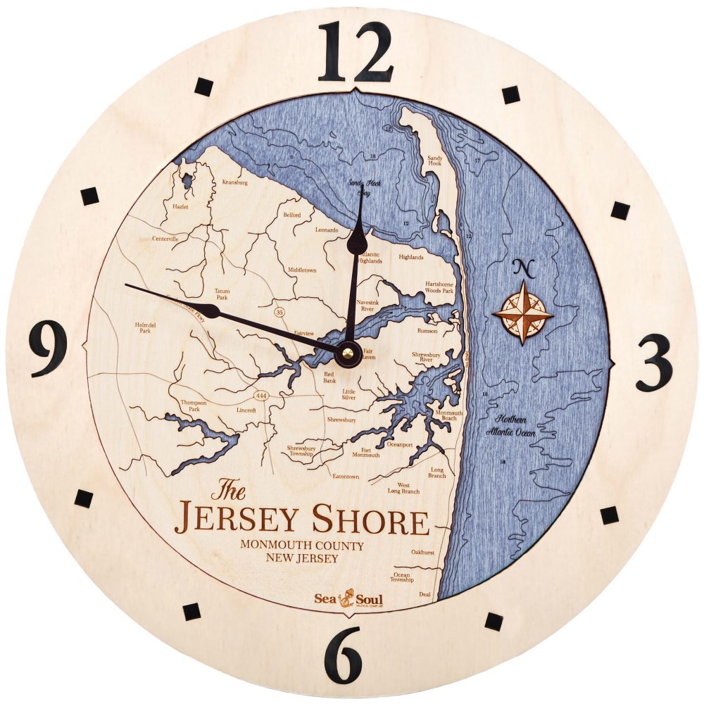 Jersey Shore Nautical Clock Birch Accent with Deep Blue Water Product Shot
