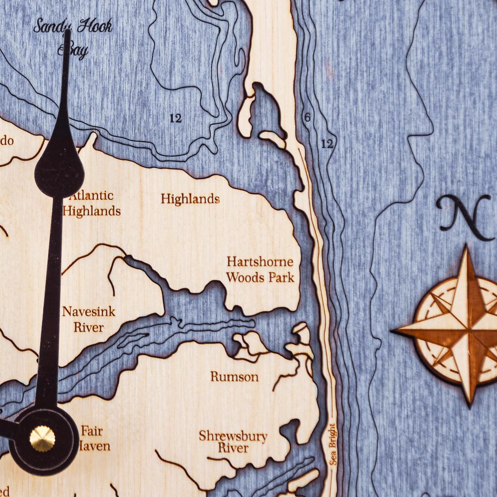 Jersey Shore Nautical Clock Birch Accent with Deep Blue Water Detail Shot 3