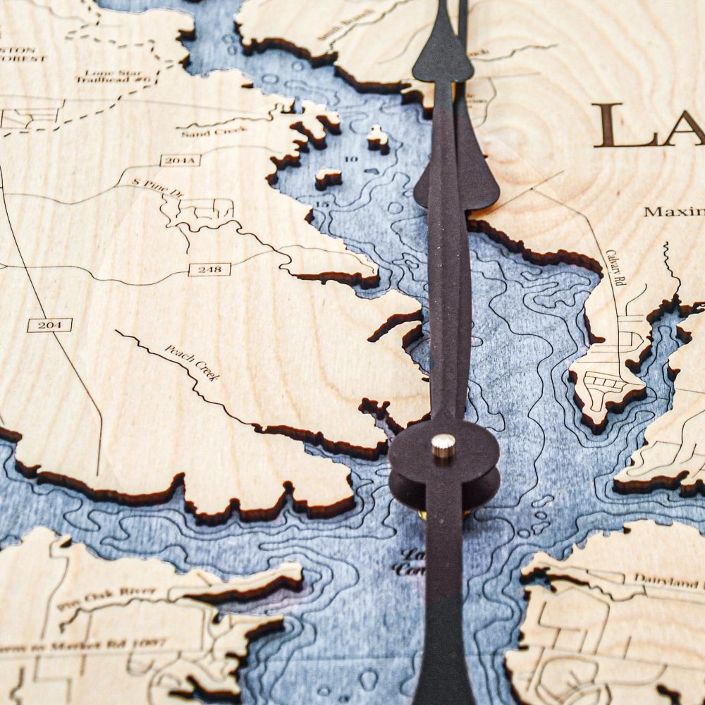 Lake Conroe Nautical Clock Birch Accent with Deep Blue Water Detail Shot 2