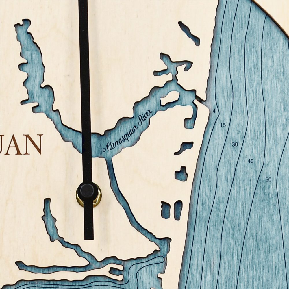 Manasquan Inlet Tide Clock Birch Accent with Blue Green Water Detail Shot 2
