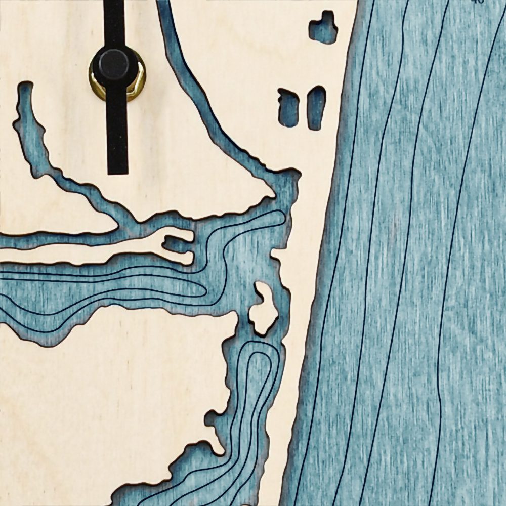 Manasquan Inlet Tide Clock Birch Accent with Blue Green Water Detail Shot 3