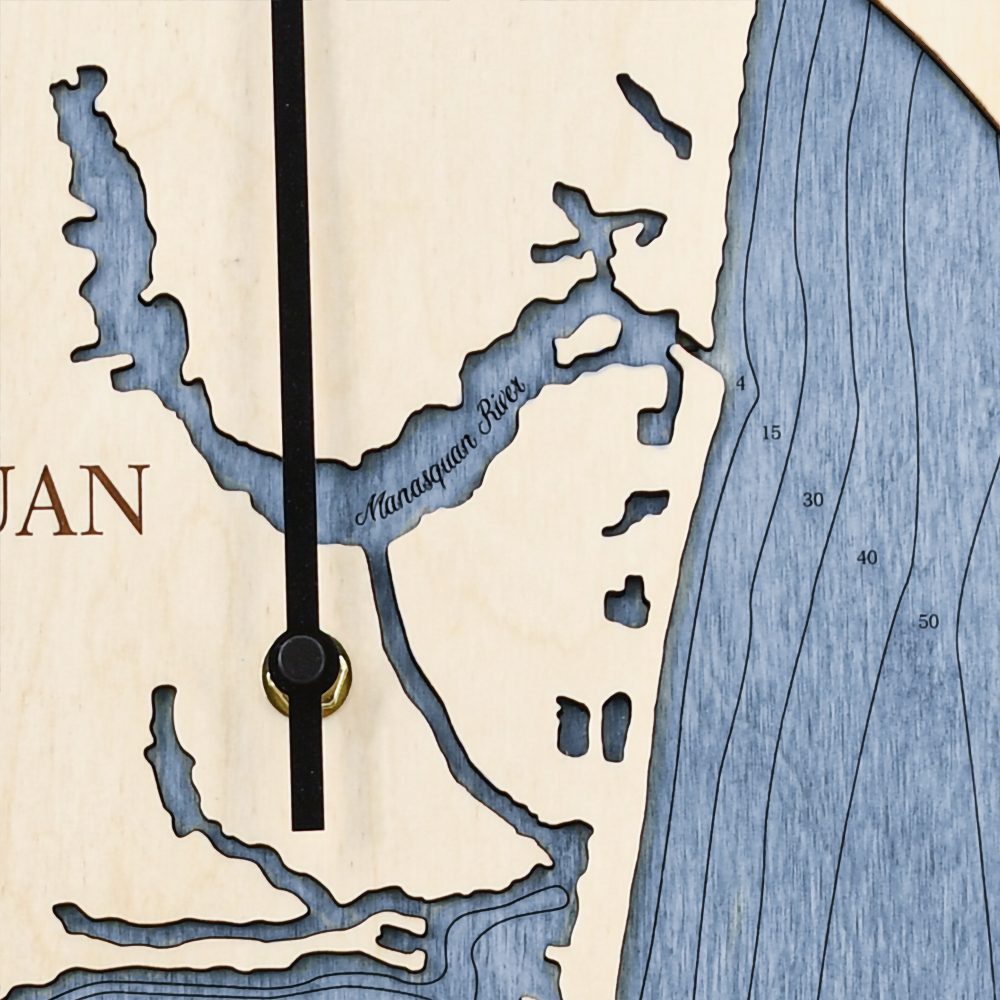 Manasquan Inlet Tide Clock Birch Accent with Deep Blue Water Detail Shot 2