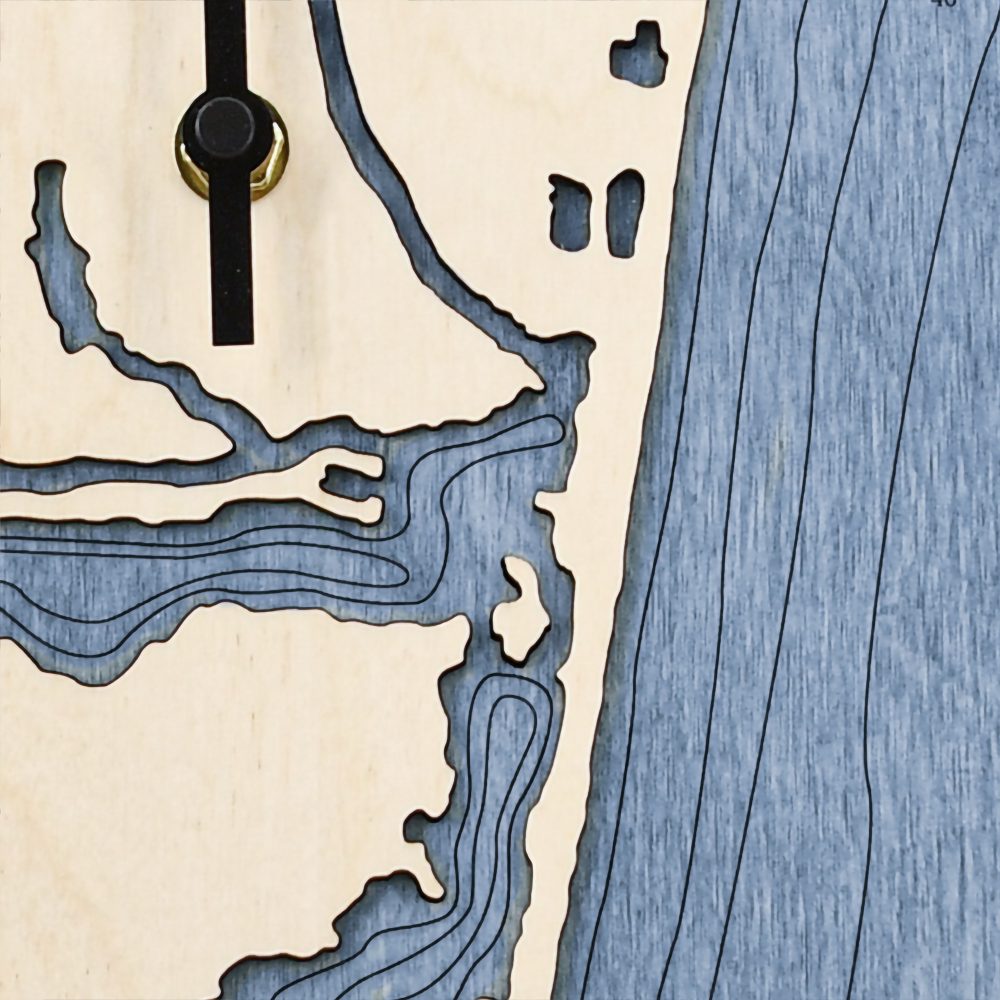 Manasquan Inlet Tide Clock Birch Accent with Deep Blue Water Detail Shot 3