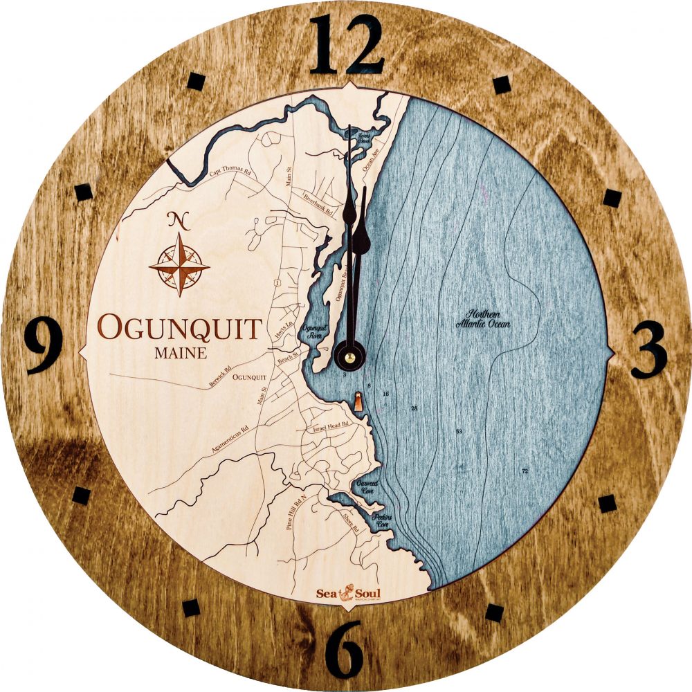 Ogunquit Nautical Clock Americana Accent with Blue Green Water Product Shot
