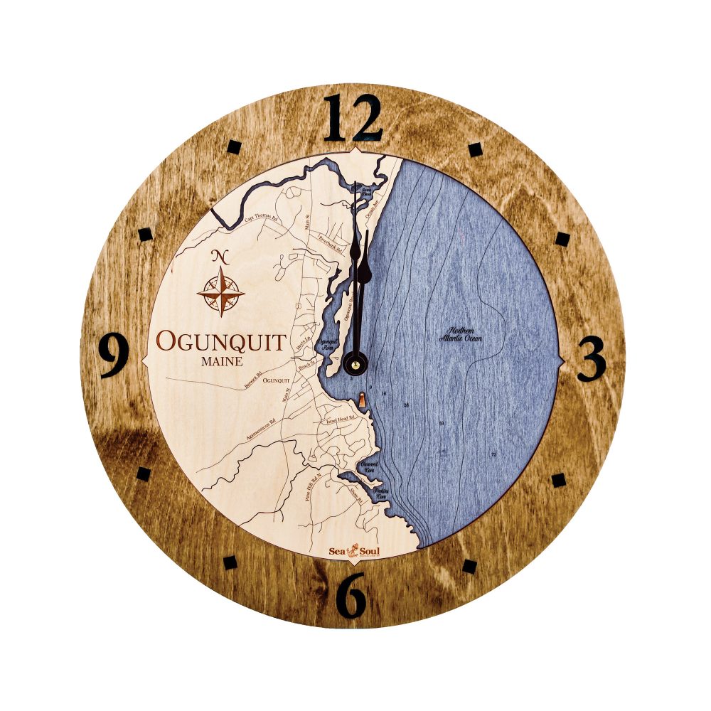 Ogunquit Nautical Clock Americana Accent with Deep Blue Water