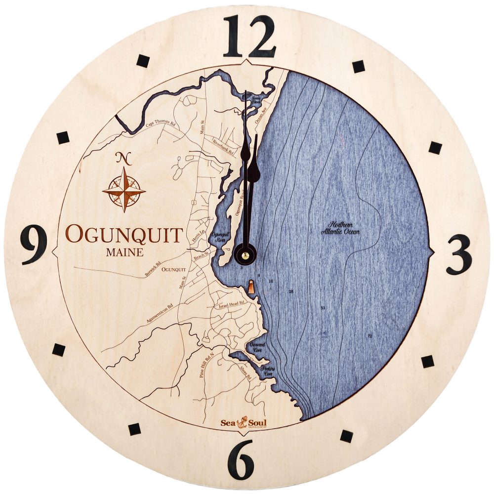 Ogunquit Nautical Clock Birch Accent with Deep Blue Water Product Shot