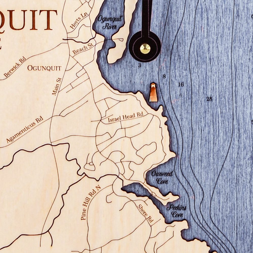 Ogunquit Nautical Clock Birch Accent with Deep Blue Water Detail Shot 2