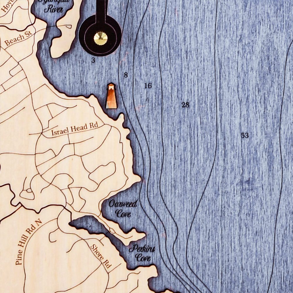 Ogunquit Nautical Clock Birch Accent with Deep Blue Water Detail Shot 3