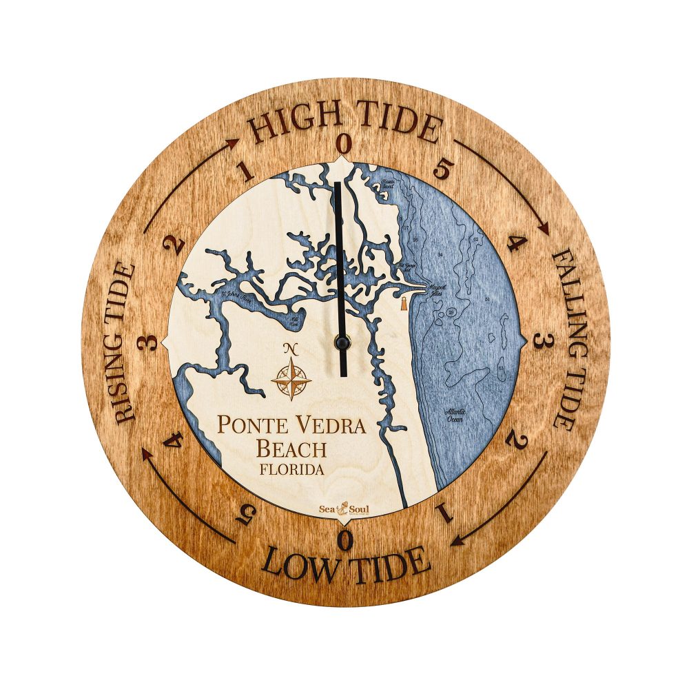 Ponte Vedra Beach Tide Clock Americana Accent with Deep Blue Water